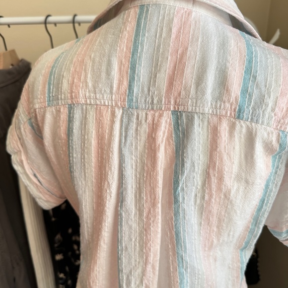 Anthropologie | Cloth & Stone Liya Pastel Striped Tie Front top size XS - Picture 8 of 12